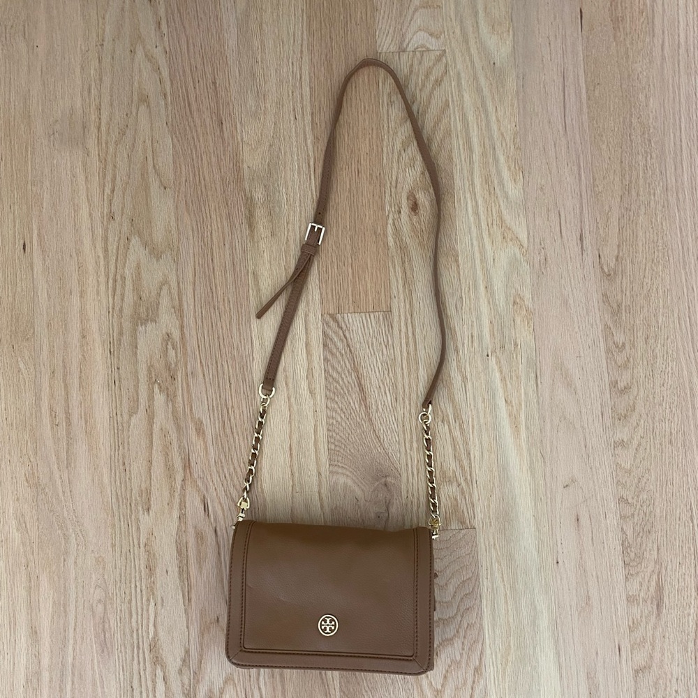 Tory Burch beige crossbody gold hardware